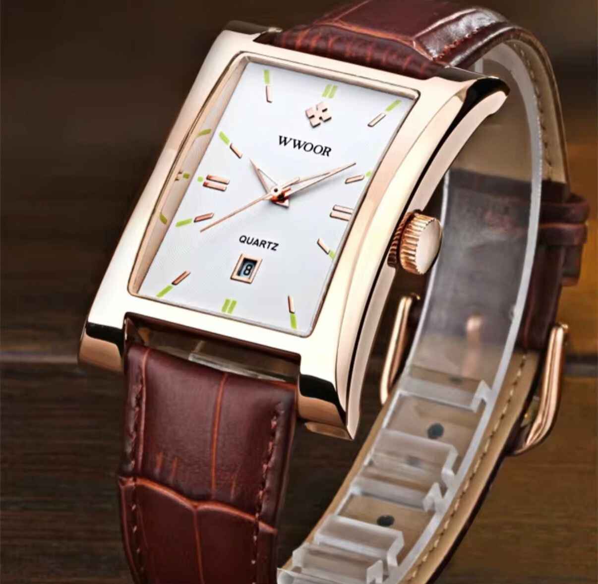 WWOOR Men Watch 8017 – Luxury Leather Strap Quartz Watch with Date Display | 30ATM Waterproof Gents Watch Kenya