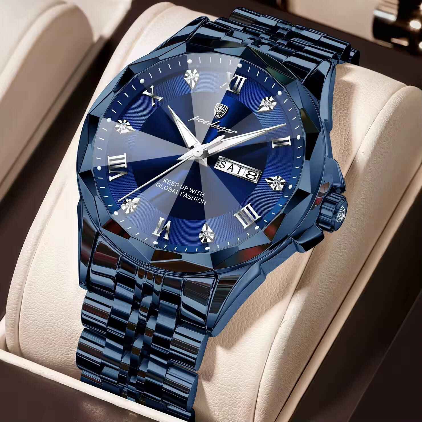 POEDAGAR 698 Men’s Watch – Quartz Stainless Steel Watch with Day & Date Display | Waterproof Classic Gents Watch Kenya